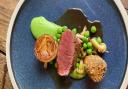 Loin and shoulder of cull yow, with peas, mushroom and roscoff onion