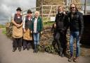 Si King, and Dave Myers with volunteers Anthony, Tim and Lynn at Heage Windmill, Peak District.