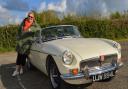 Fernwith the vintage MGB that she drives in the series