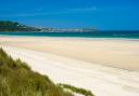 View from the dunes at Porthkidney Sands Beach near Lelant and St Ives Cornwall England UK Europe