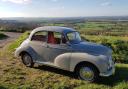 Grandma's Tiny Morris after her 50th birthday present of a makeover and spruce up, taken in October 2017 on Ibberton Hill. Photo: Greg Hoar