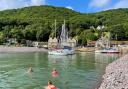 Porlock Weir at high tide is a popular place for a swim.