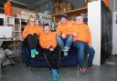 Showing off their Stand Out Socks: Natalie Dickson, Mark Pickering, Christian Laing and Ross Laing.