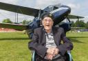 Arthur Clark, a 102-year-old World War Two veteran who served in India and Singapore, having been surprised by his Chingford care home with a visit to Classic Wings, Cambridge