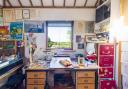 Raymond’s desk, looking across the Sussex Weald towards Ashdown Forest, where he produced all his best-loved books