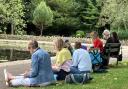 Drawing On artists at work next to the pond in Collett Park