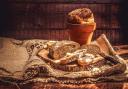 Bread baked in a terracotta flower pot.