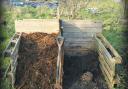 Compost bay made from old wooden pallets