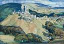 Corfe Castle from West Hill, Philip Leslie Moffat Ward, watercolour on paper.