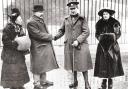 Sidney Day VC, of Lakenham, second right, is awarded the medal after his heroic actions in France in 1917. Photo: Newsquest library