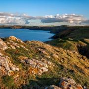 From the headland of The Rumps we see the embankments of the Iron Age promontory fort and the coastline as far as Port Quin