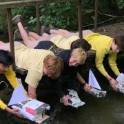 Students take part in fun, team-working activities like the boat building challenge