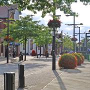 Shopping and sculpture create a lively streetscape in Fareham town centre