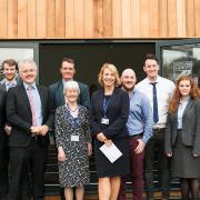 Lancing Prep Worthing Head, Heather Beeby, with Lancing College Headmaster Dominic Oliver, LPW drama teacher, Diana Howard, Drama and Music Directors and the Estates Bursar from Lancing College and the College students who performed for the school.