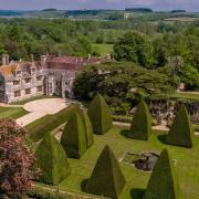 Athlehamton House & Gardens with its 12 yew tree pyramids