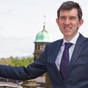 Headmaster John Browne among the dramatic Stonyhurst turrets