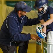 In the cricket nets at Beeston Hall School