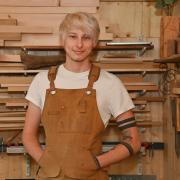 Woodworker Jacob in his Winterton workshop