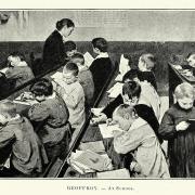 Vintage illustration of a Victorian classroom (after the painting by Geoffroy). (Photo: duncan1890/Digital Vision Vectors)