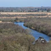 Ranworth floating visitor centre at the dyke which leads to the River Bure seen from Ranworth church tower. Photo: Denise Bradley