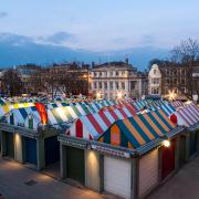 Norwich Market with its famous brightly coloured stalls.