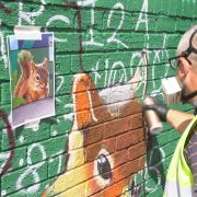 Local artist Todd Jerm creates his mural on Normanton Road