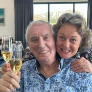Tiggy Walker with her husband the BBC Radio 2 DJ Johnnie Walker celebrating his last birthday at their home in Dorset