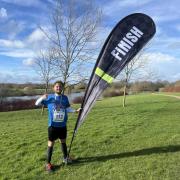 Jack at the finish in Milton Keynes.