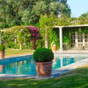 The Pool Garden border, pool and pavilion.