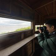 My friend (Kabir) in the bird hide