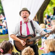 An entertainer in Blackmore Gardens.