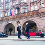 Mark and Andy outside the Midland Hotel where the Rolls Royce story may have begun. PHOTO: Ian Macauley