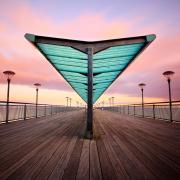 Boscombe Pier with its distinctive winged roof.