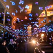 Butterfly Dream in St John's Church, a Flow of Change commission as part of Light Up Lancaster.