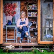 Artist Sarah at her studio in Lewes.