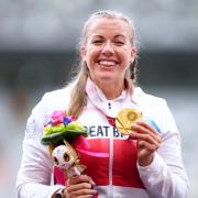 Great Britain's Hannah Cockroft celebrates with her gold medal after winning the Women's 800m T34 Final