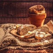 Bread baked in a terracotta flower pot.