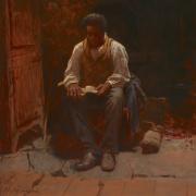 Eastman Johnson's The Lord is My Shepherd, 1863, an anonymous black man seated and reading [courtesy of the Smithsonian American Art Museum]