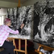 Rosie Sanders making works for the Spirit of Place exhibition