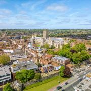 Canterbury cathedral stands prominently in the city centre