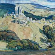 Corfe Castle from West Hill, Philip Leslie Moffat Ward, watercolour on paper.