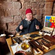 Spooky half term fun at Bonewaldesthorne's Tower on Chester City Walls as Mike Graham demonstrates his medieval surgeon teeth removal skills.