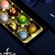 XO's high gloss chocolates are made to look like a vibrant box of jewels.