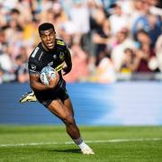 Immanuel Feyi-Waboso of Exeter Chiefs scores his sides second try during the Gallagher Premiership Rugby match between Exeter Chiefs and Harlequins at Sandy Park, Exeter, United Kingdom on 11 May 2024.