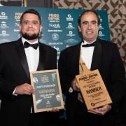 Algy being presented with the Food and Drink Retailer Award at the 2024 Norfolk magazine Food and Drink Awards. Photo: Matt Potter Photography and Videography