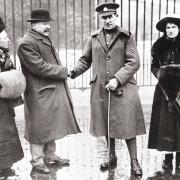 Sidney Day VC, of Lakenham, second right, is awarded the medal after his heroic actions in France in 1917. Photo: Newsquest library