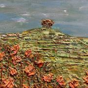 Kelston Roundhill, An Autumn Gleam, mixed media, acrylic and textured paste on canvas by Zoe Taylor Photo: Zoe Taylor