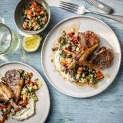 Prue Leith's grilled lamb chops with toum and herb salad