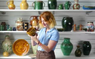 Mary Chilcott with some Fishley pottery.