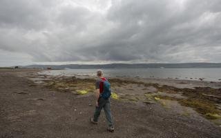 Heading up the side of Loch Ryan to the slipway at Glenside